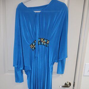 Blue Butterfly Abaya with Adjustable Waist